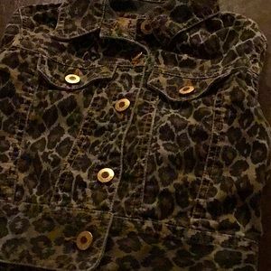 Too Shy girls jean jacket size 4T cheetah denim